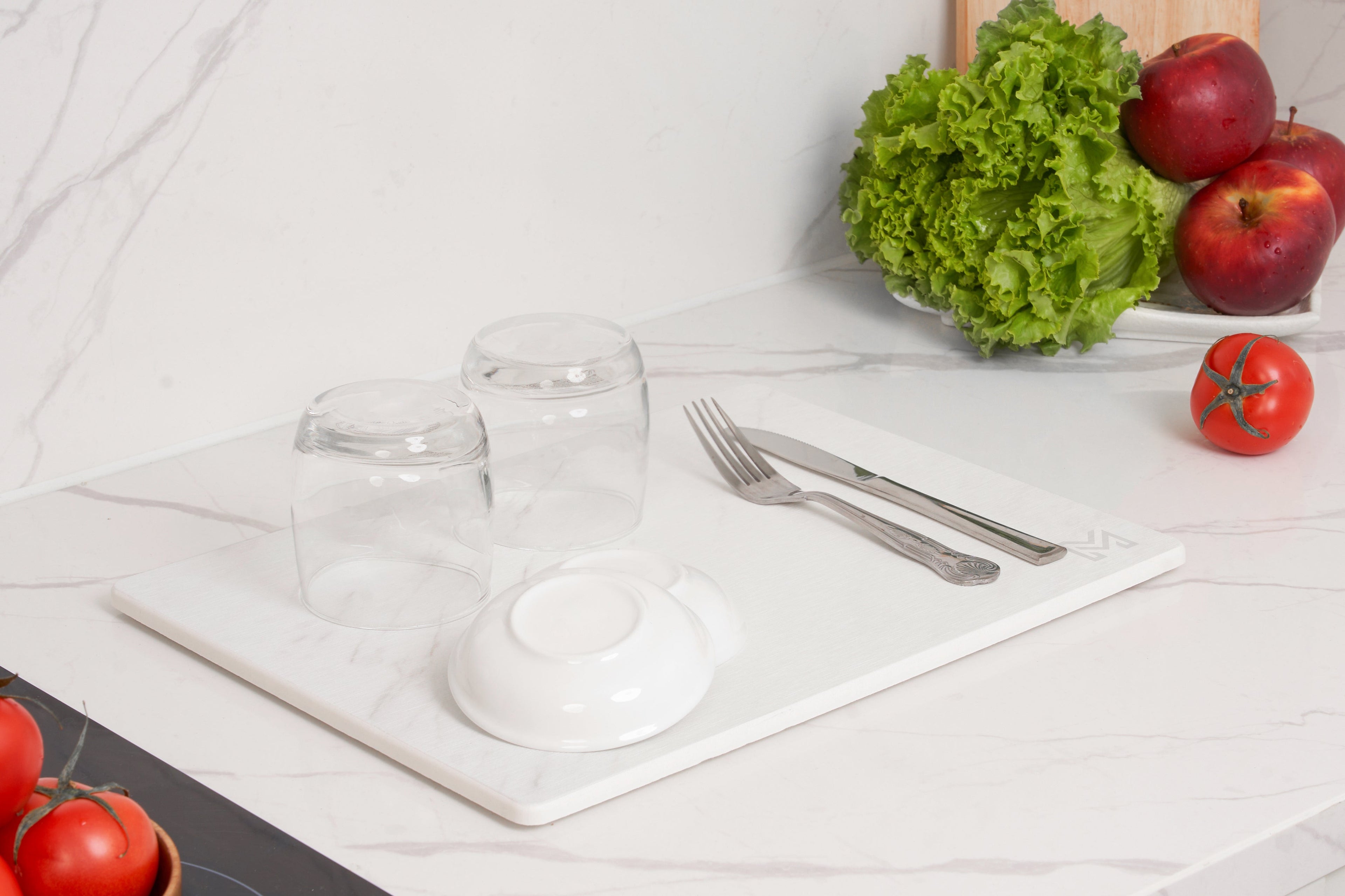 Diatomite-stone-dish-drying-mat-natural-porous-structure-water-absorption-kitchen-counter-eco-friendly-material-close-up-view