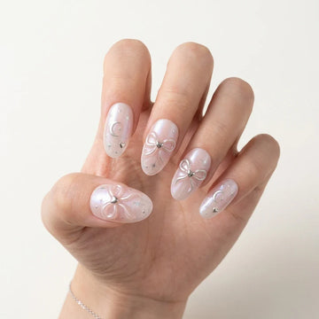 Mauve Gold Silver 3D Cat Eye Almond Press On Nails Celestial Snake