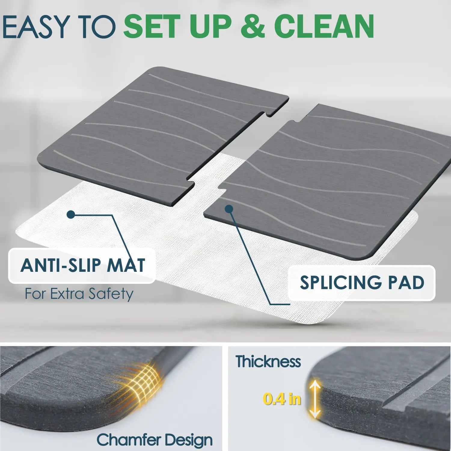 Instant Dry Stone Bath Mat - Soaks Water Fast, Anti-Mold