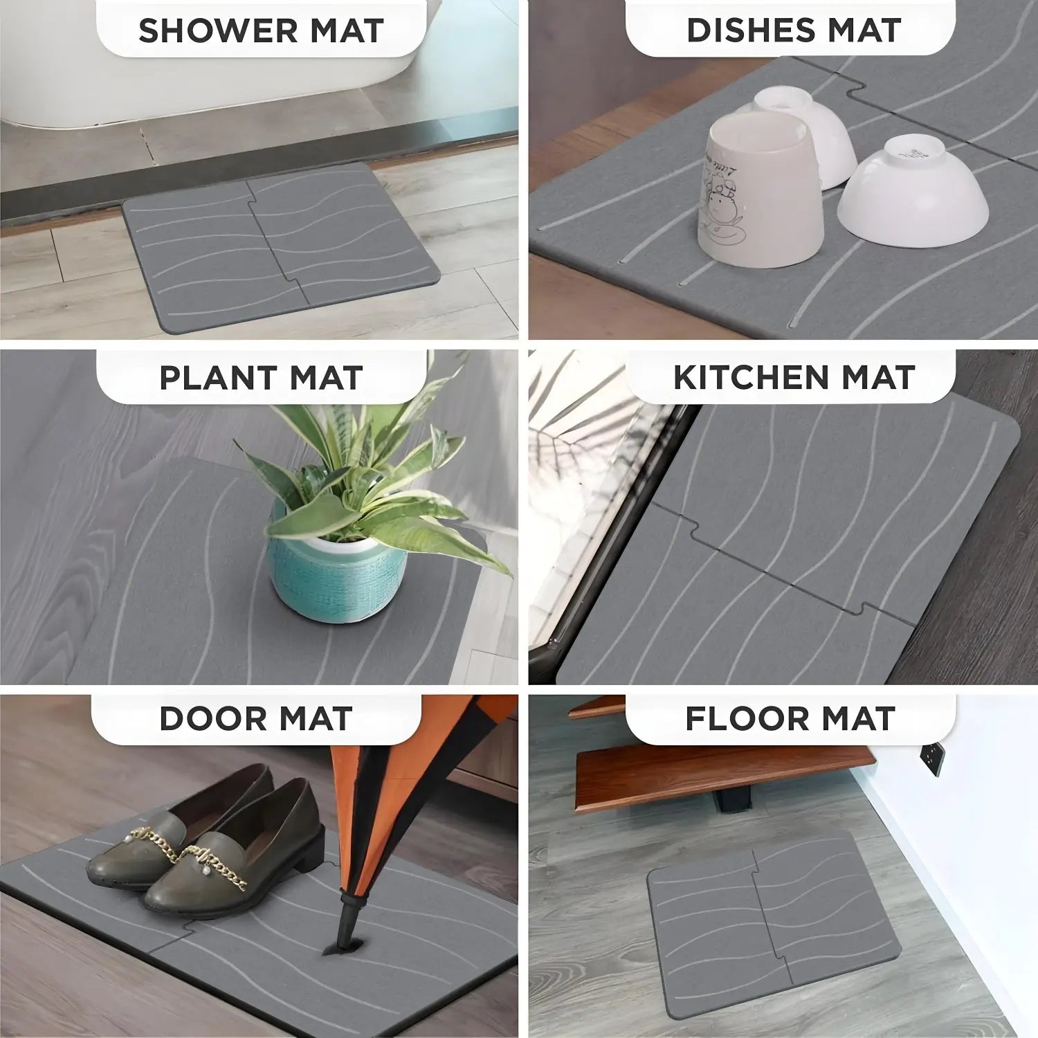 Instant Dry Stone Bath Mat - Soaks Water Fast, Anti-Mold