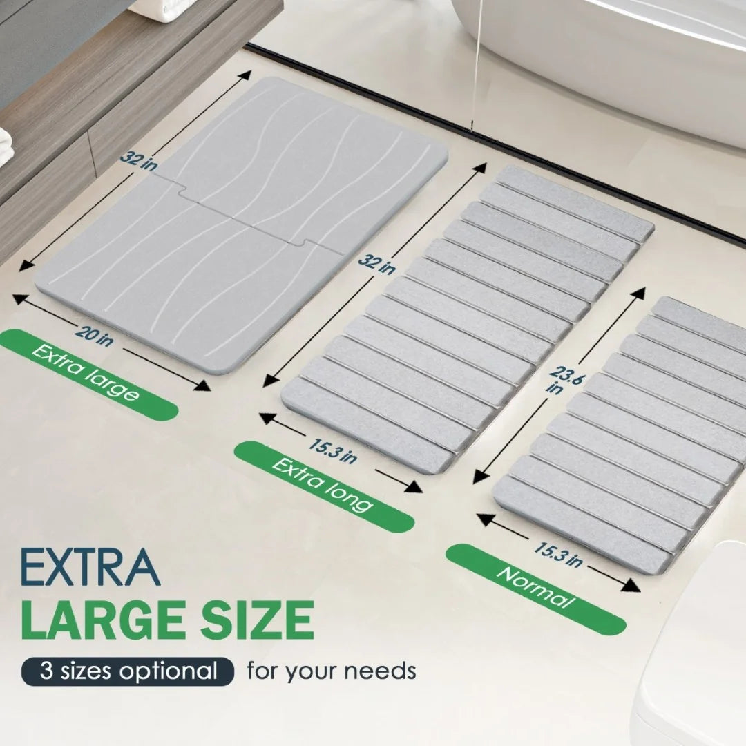 Instant Dry Stone Bath Mat - Soaks Water Fast, Anti-Mold