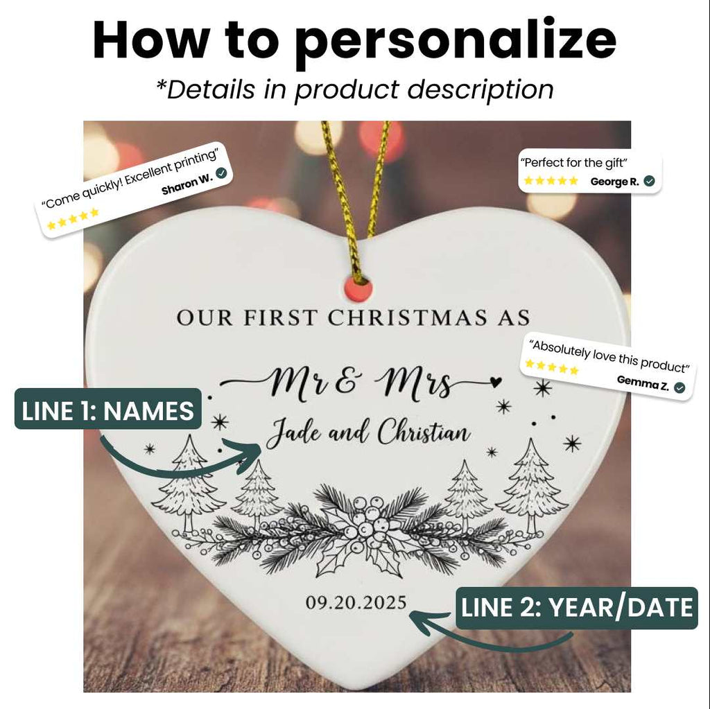 Personalized Christmas Ornament 2026 - Our First Christmas As Mr & Mrs