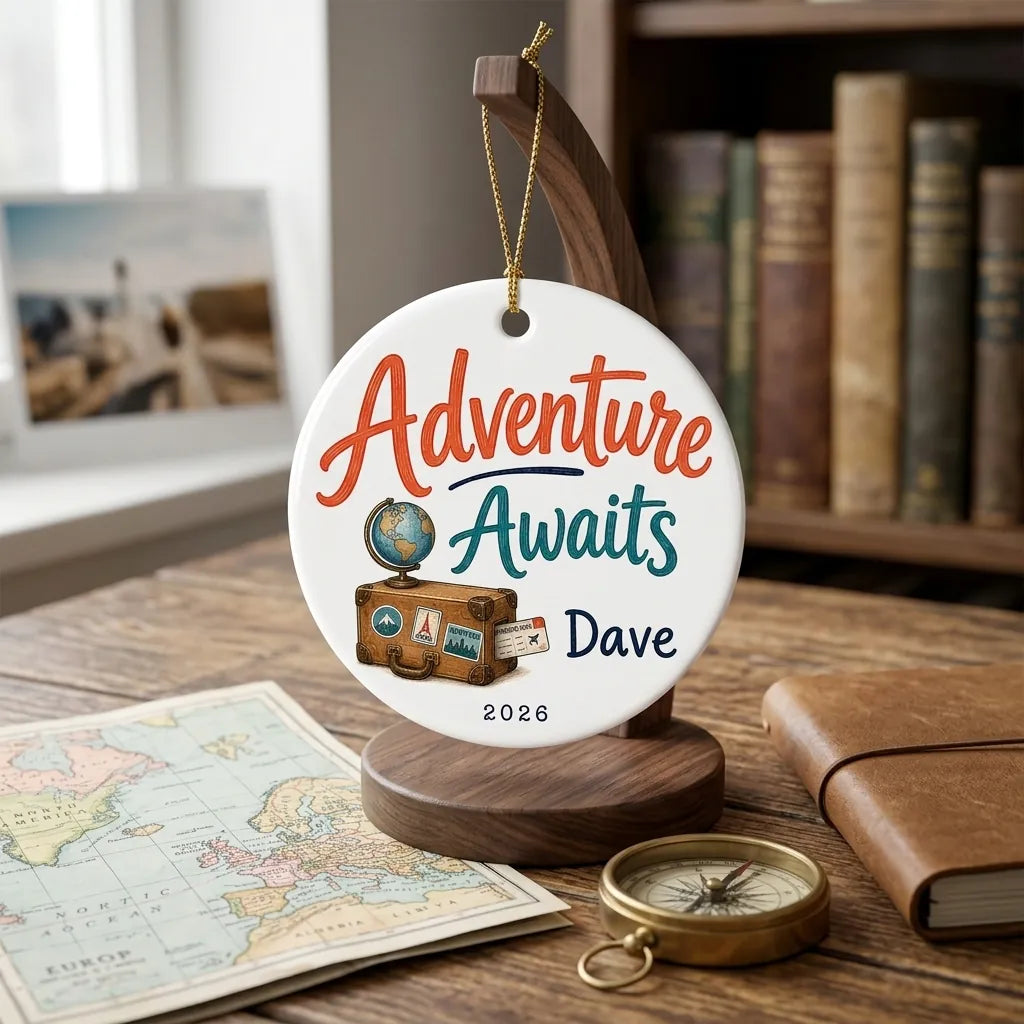 Adventure Awaits Personalized Travel Retirement Christmas Ornament lifestyle
