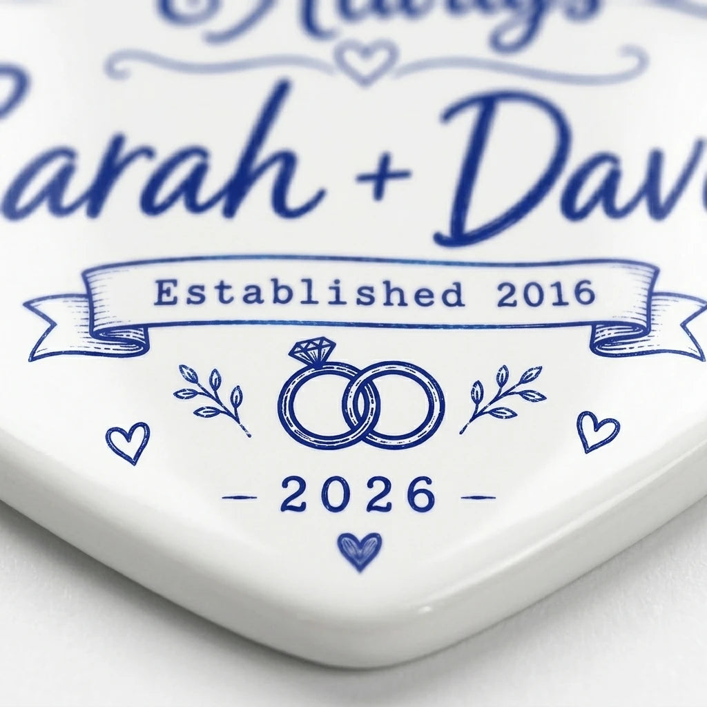 Anniversary Blue Keepsake Personalized Couple Christmas Ornament detail 3