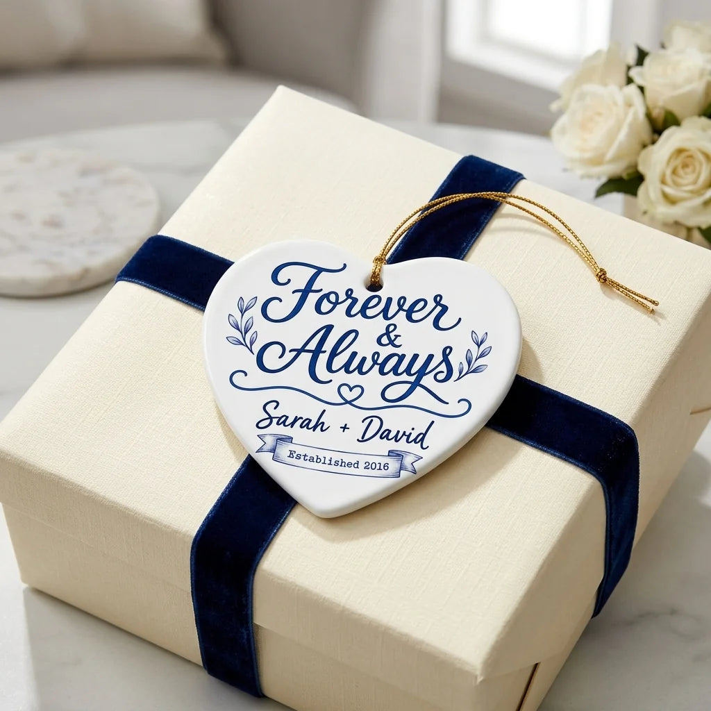 Anniversary Blue Keepsake Personalized Couple Christmas Ornament gift