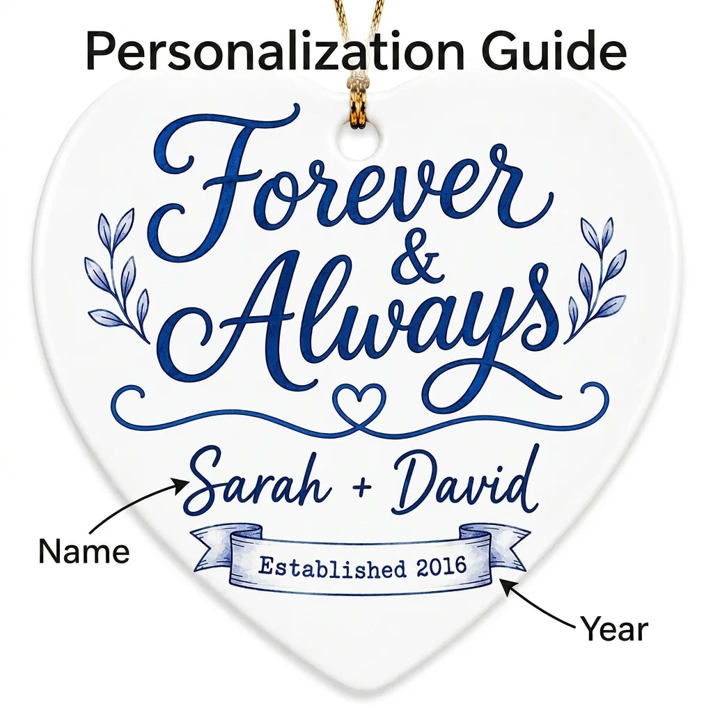 Anniversary Blue Keepsake Personalized Couple Christmas Ornament guide
