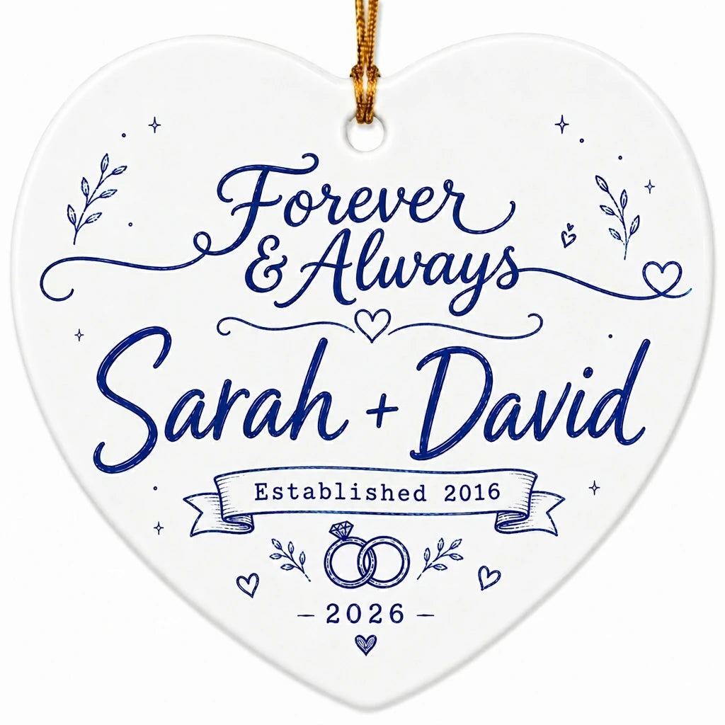 Anniversary Blue Keepsake Personalized Couple Christmas Ornament hero 2