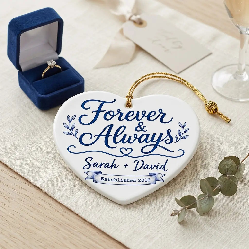 Anniversary Blue Keepsake Personalized Couple Christmas Ornament lifestyle