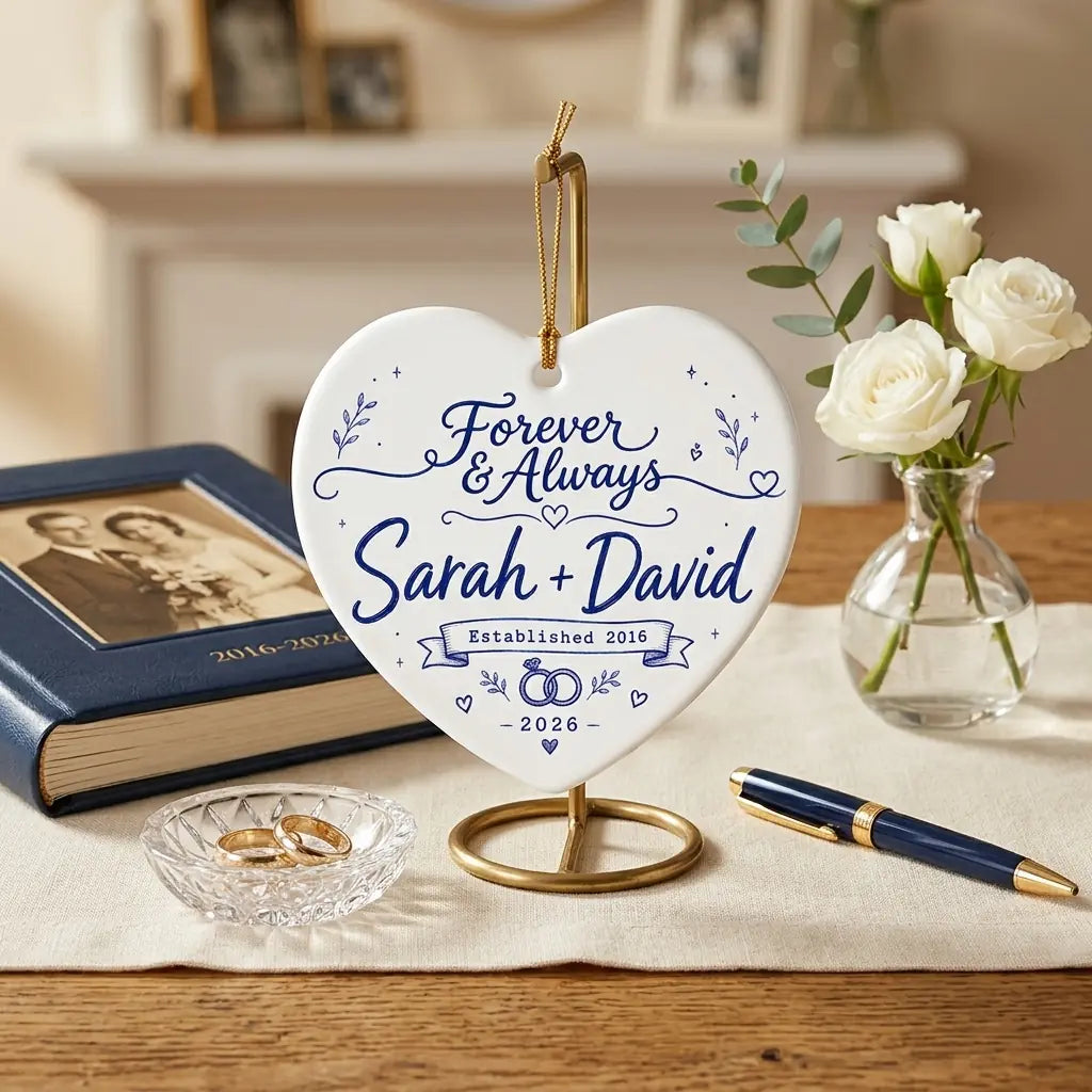 Anniversary Blue Keepsake Personalized Couple Christmas Ornament lifestyle 2