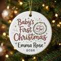 Baby Booties Classic Personalized Baby First Christmas Ornament tree