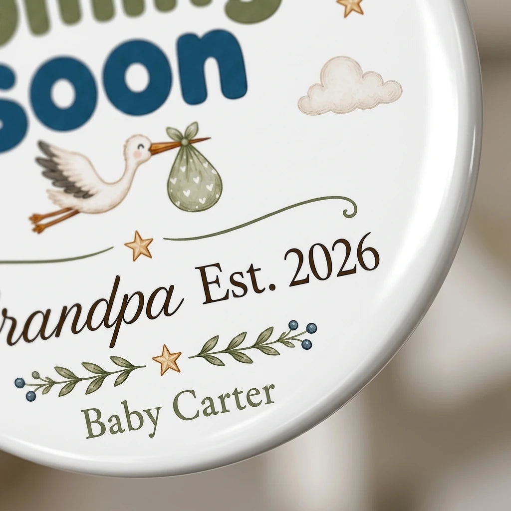 Baby Coming Soon Gigi Personalized Grandparent Christmas Ornament detail 2