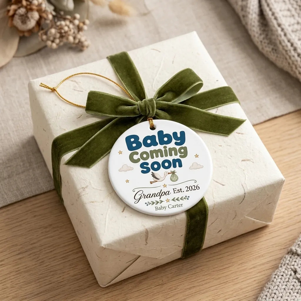 Baby Coming Soon Gigi Personalized Grandparent Christmas Ornament gift 2