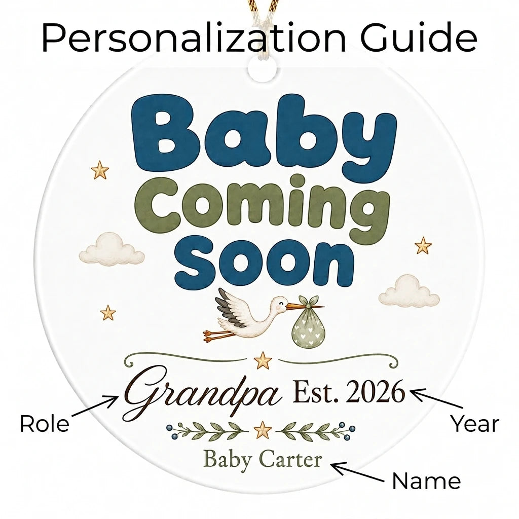Baby Coming Soon Gigi Personalized Grandparent Christmas Ornament guide 2