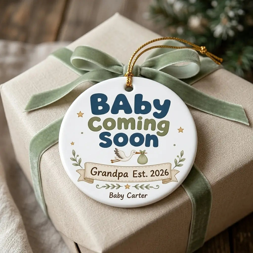 Baby Coming Soon Grandma Personalized Grandparent Christmas Ornament gift 2