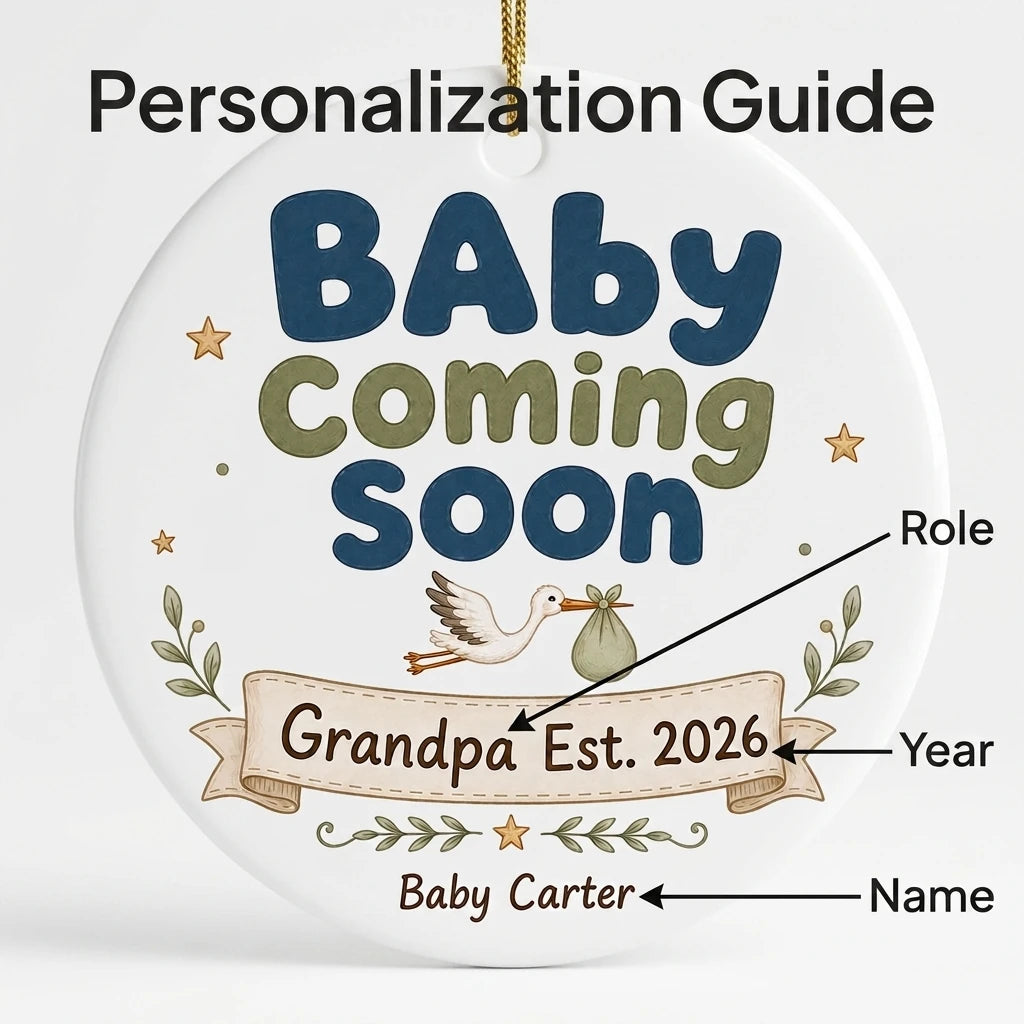 Baby Coming Soon Grandma Personalized Grandparent Christmas Ornament guide 2