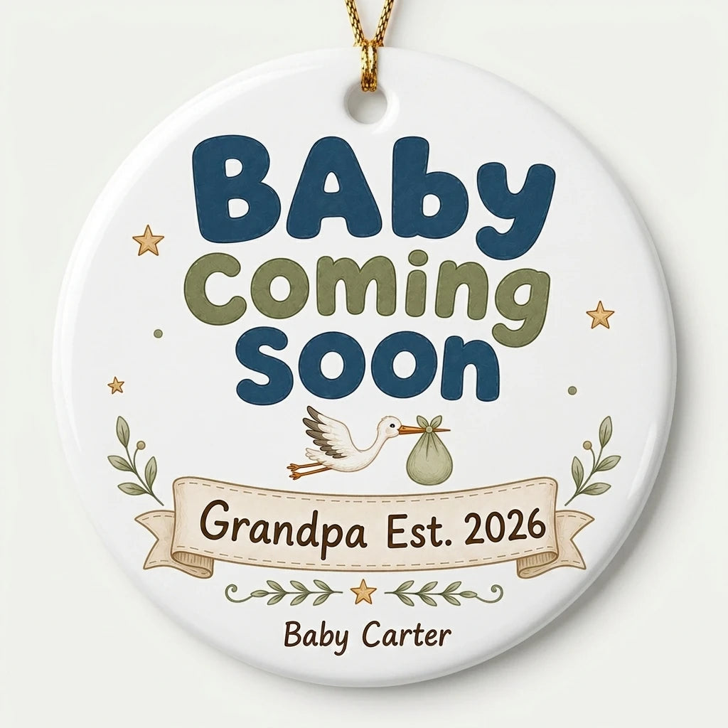 Baby Coming Soon Grandma Personalized Grandparent Christmas Ornament hero 2