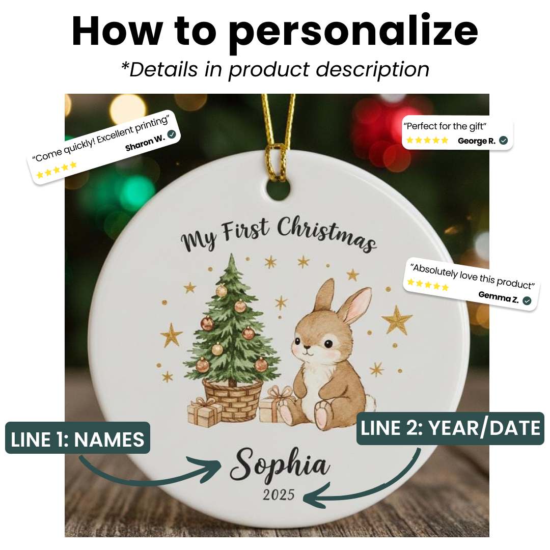 Personalized Christmas Ornament 2025 - Baby First Christmas Teddy Bear
