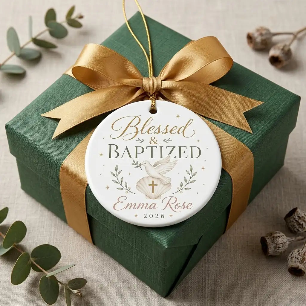 Blessed & Baptized Personalized Spiritual Christmas Ornament gift
