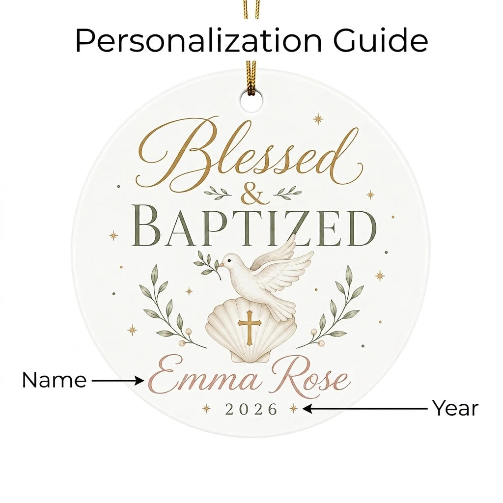 Blessed & Baptized Personalized Spiritual Christmas Ornament guide
