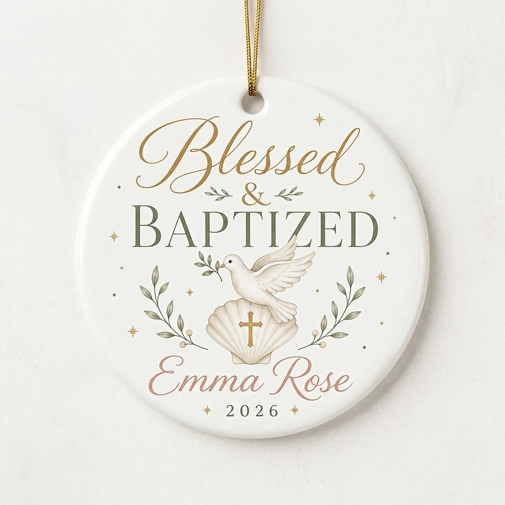 Blessed & Baptized Personalized Spiritual Christmas Ornament hero
