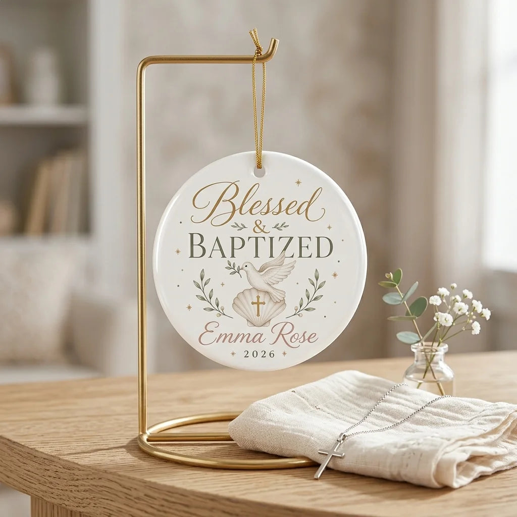 Blessed & Baptized Personalized Spiritual Christmas Ornament lifestyle
