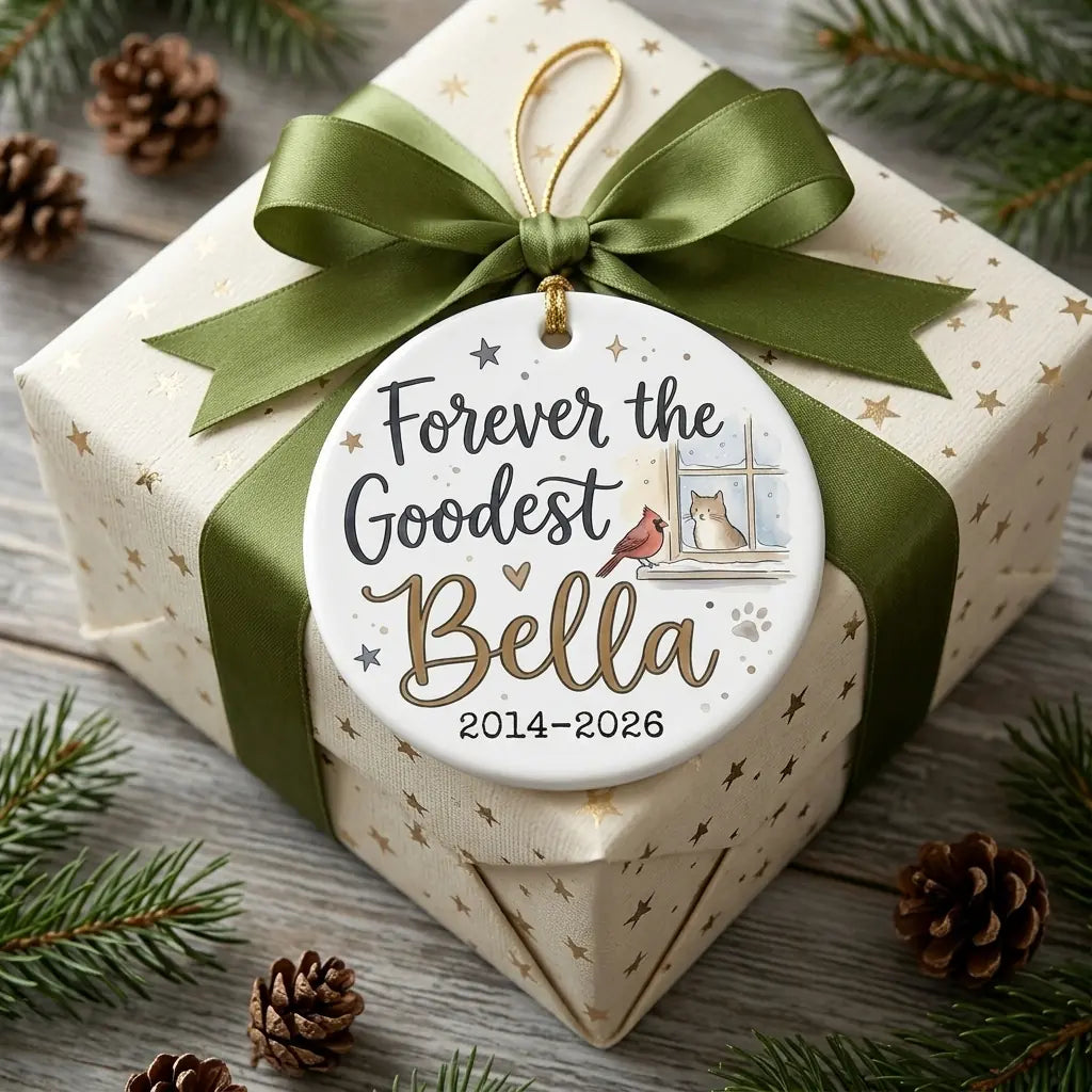 Cardinal Visitor Cat Personalized Pet Memorial Ornament gift