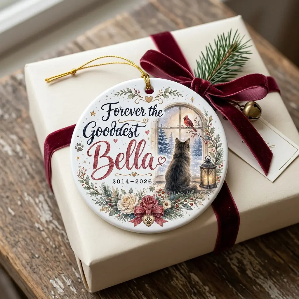 Cardinal Visitor Cat Personalized Pet Memorial Ornament gift 2