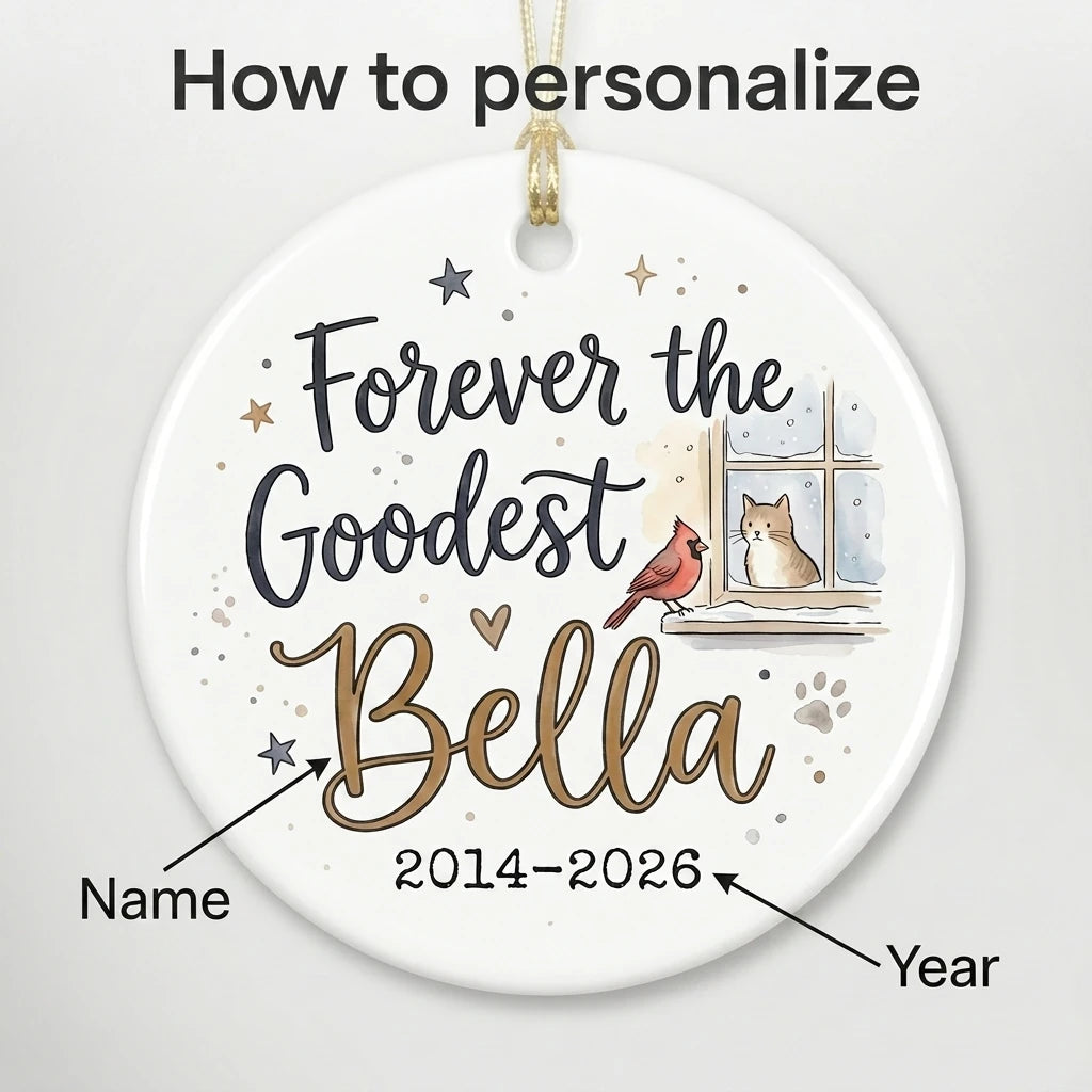 Cardinal Visitor Cat Personalized Pet Memorial Ornament guide