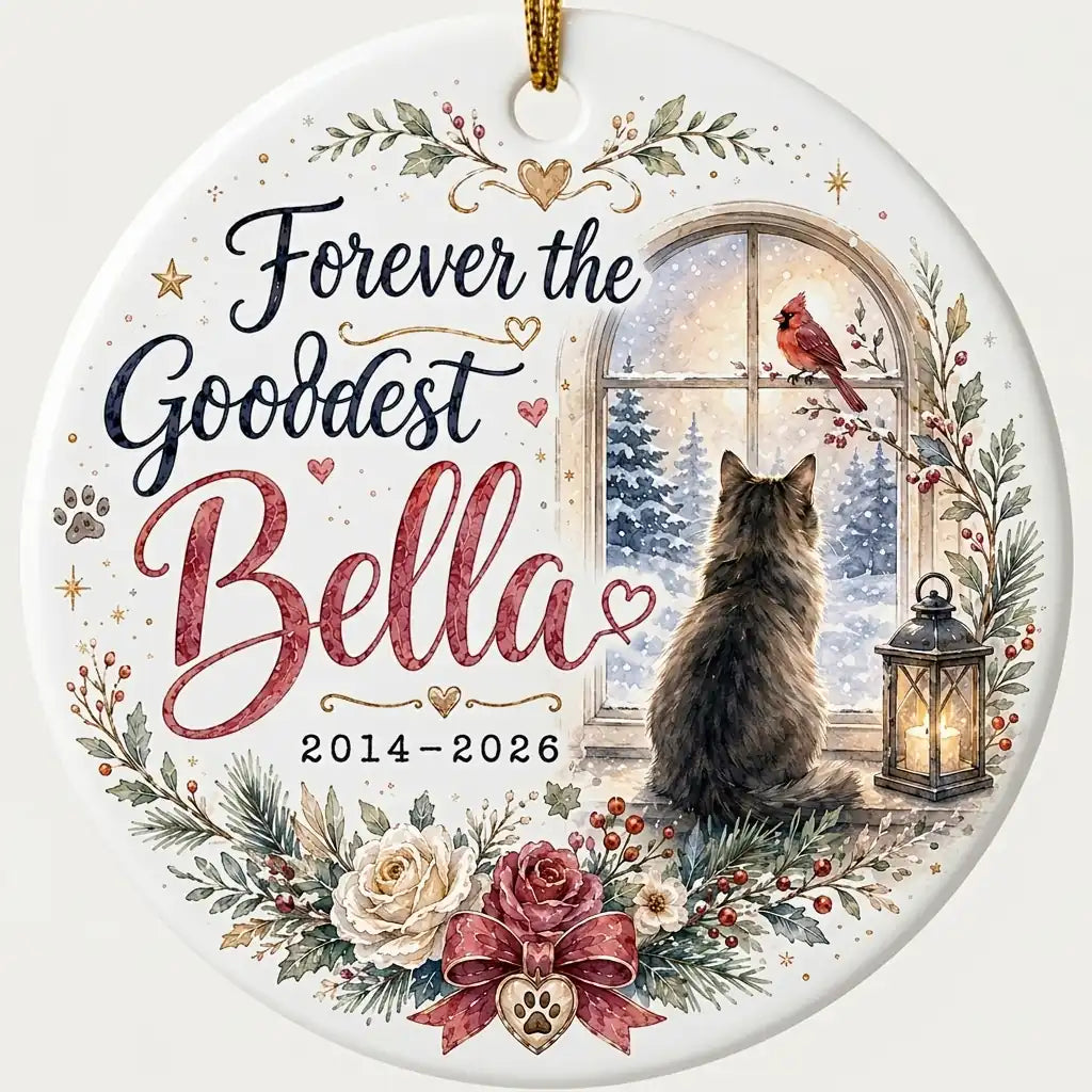 Cardinal Visitor Cat Personalized Pet Memorial Ornament hero 2
