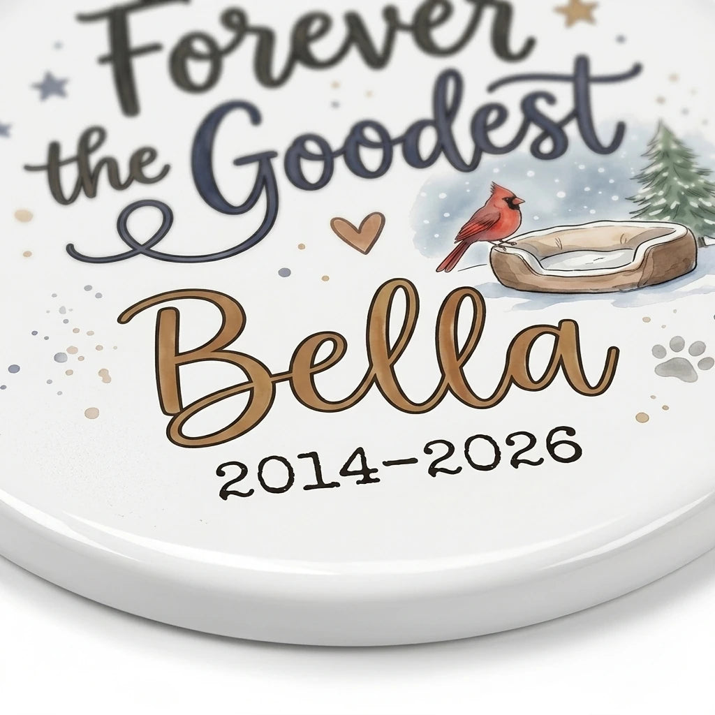 Cardinal Visitor Dog Personalized Pet Memorial Ornament detail 2