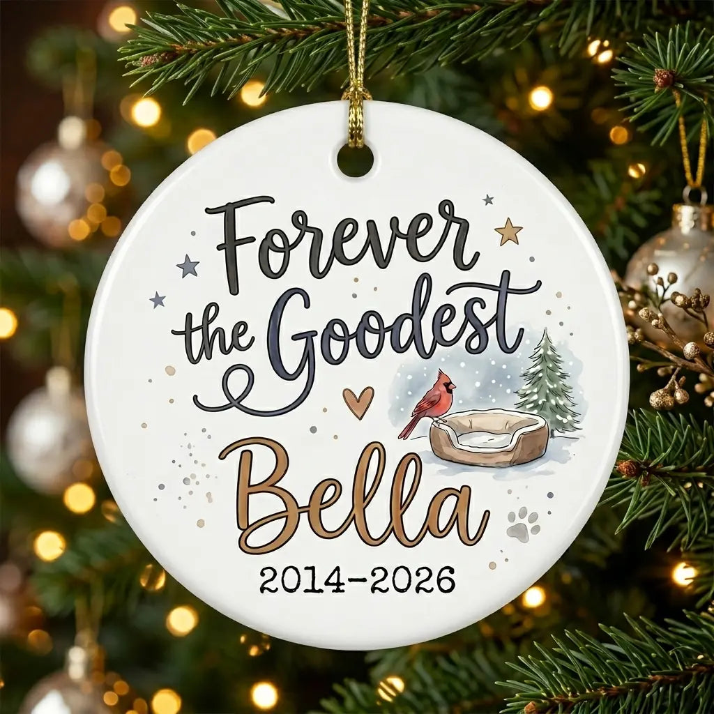 Cardinal Visitor Dog Personalized Pet Memorial Ornament tree