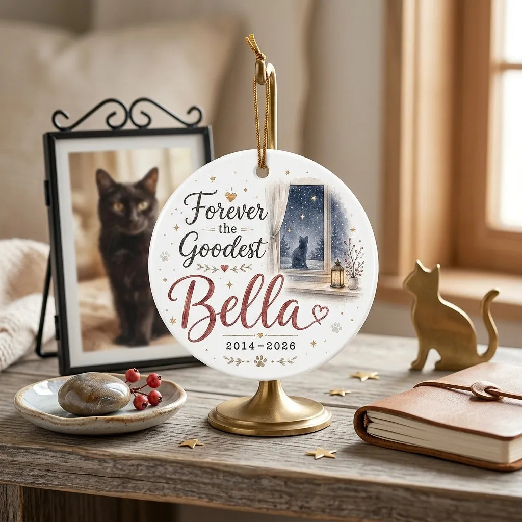 Cat in Window Personalized Pet Memorial Christmas Ornament lifestyle