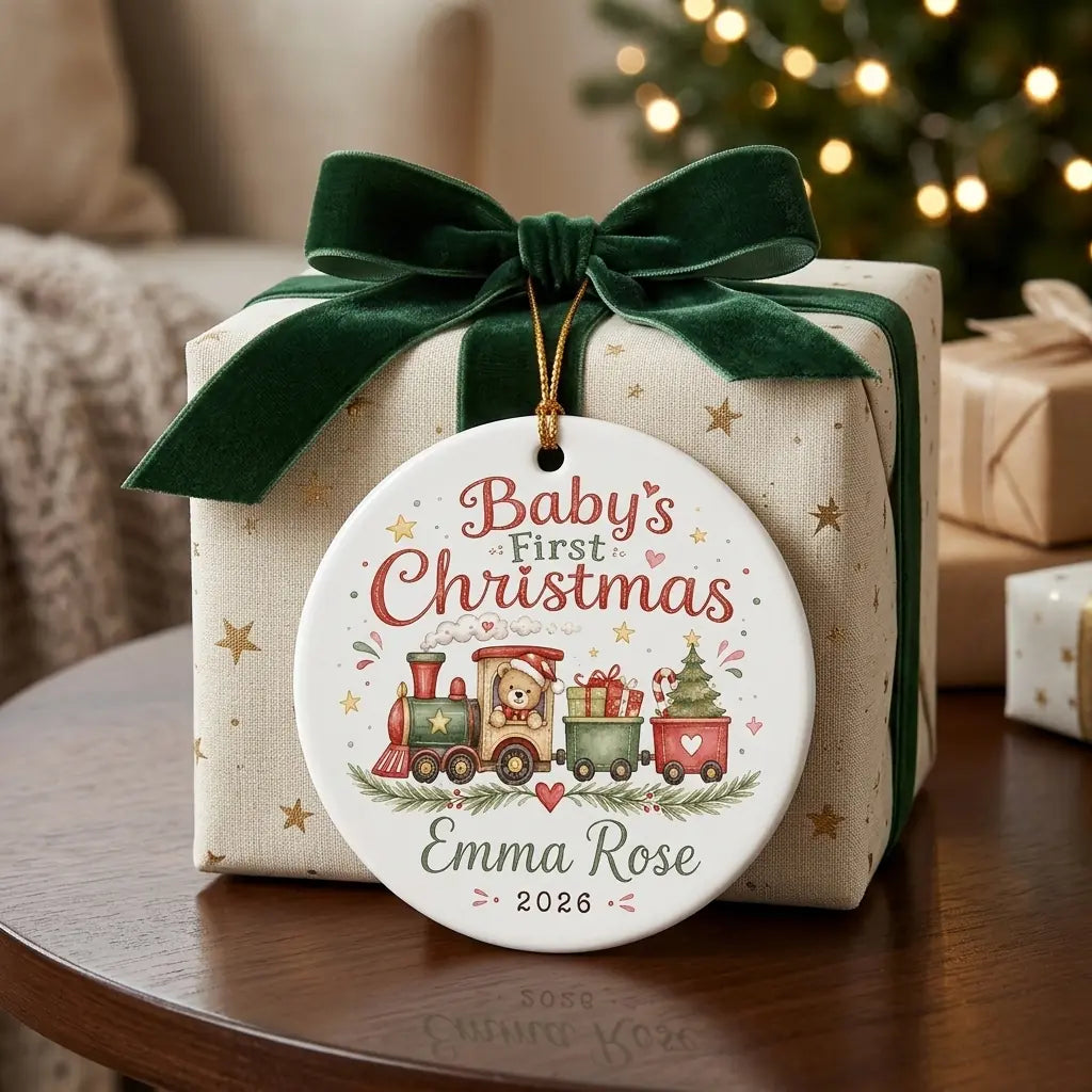 Christmas Train Personalized Baby First Christmas Ornament gift