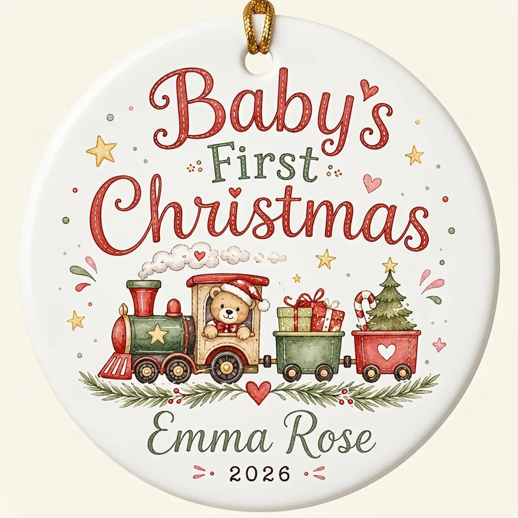 Christmas Train Personalized Baby First Christmas Ornament hero