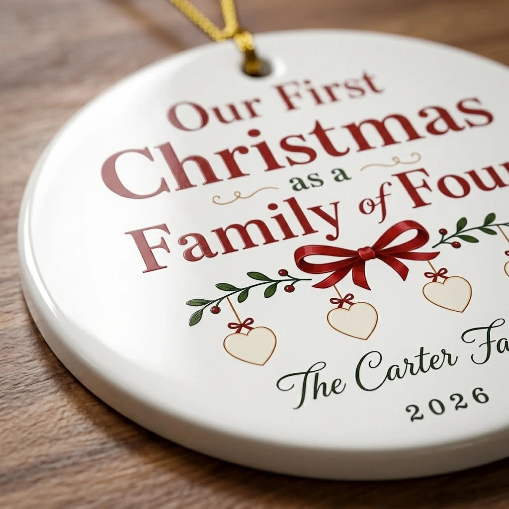 Coquette Family Personalized Family Names Christmas Ornament detail