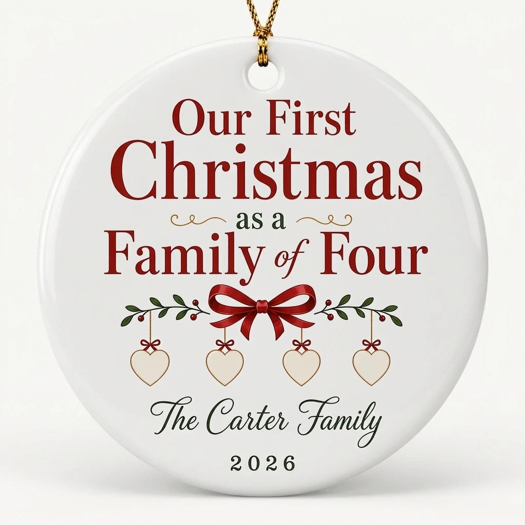 Coquette Family Personalized Family Names Christmas Ornament hero