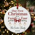 Coquette Family Personalized Family Names Christmas Ornament tree