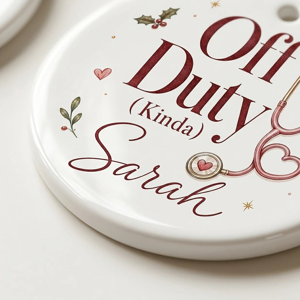 Coquette Nurse Personalized Nurse Christmas Ornament detail