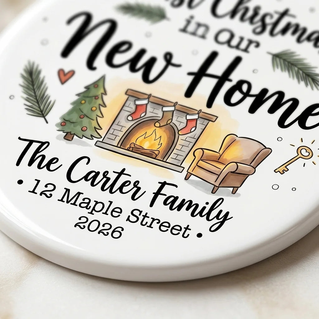 Cozy Interior Personalized New Home Christmas Ornament detail 2