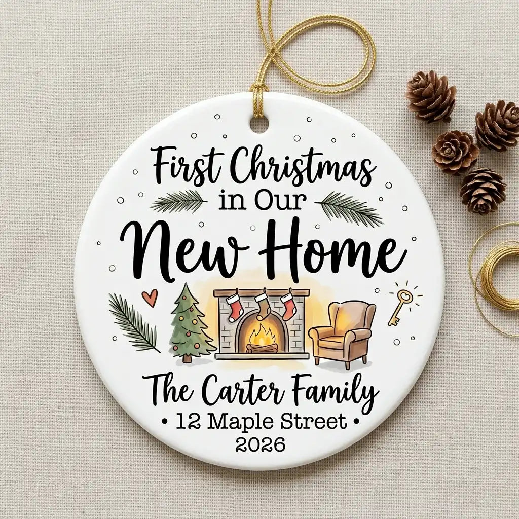 Cozy Interior Personalized New Home Christmas Ornament detail 3