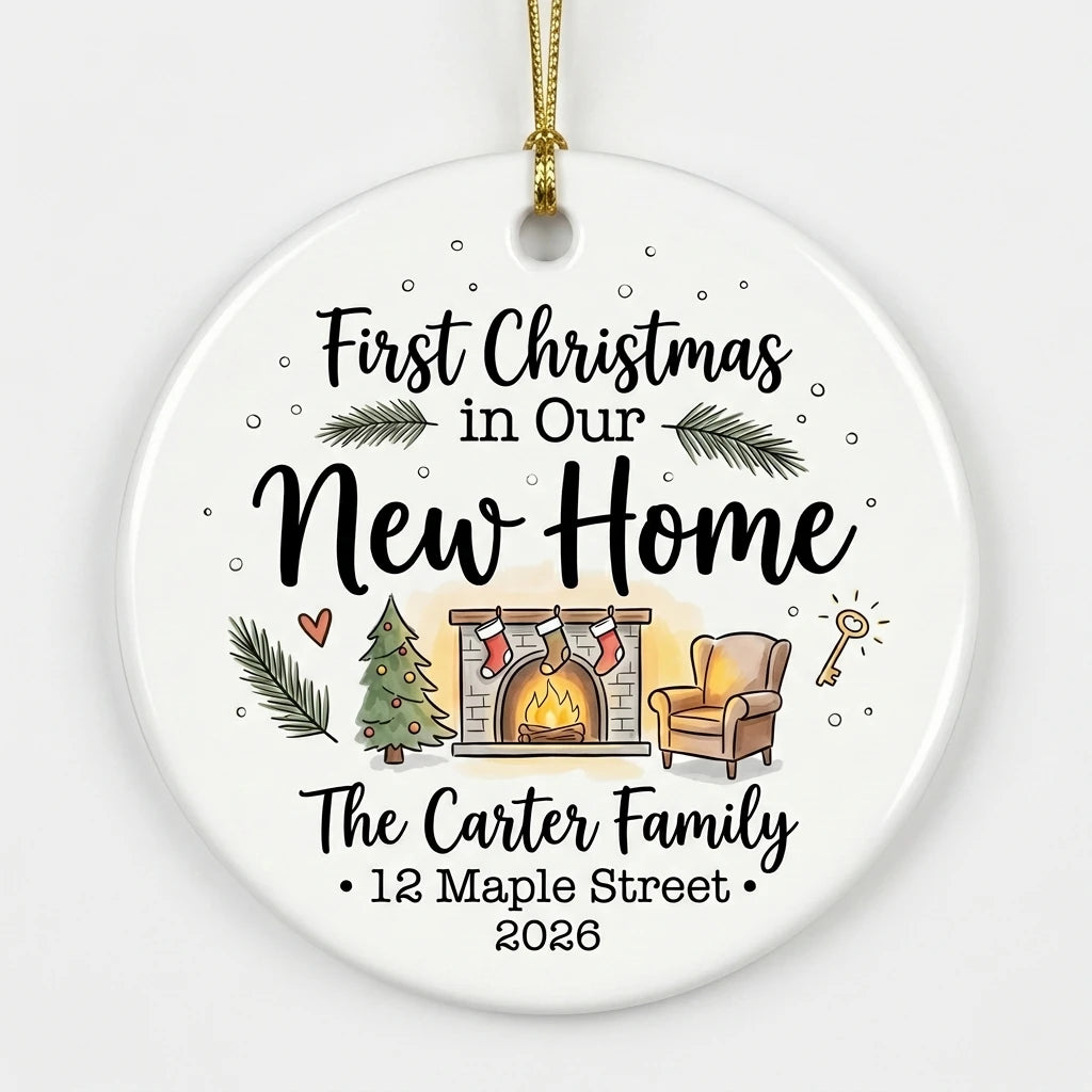 Cozy Interior Personalized New Home Christmas Ornament hero