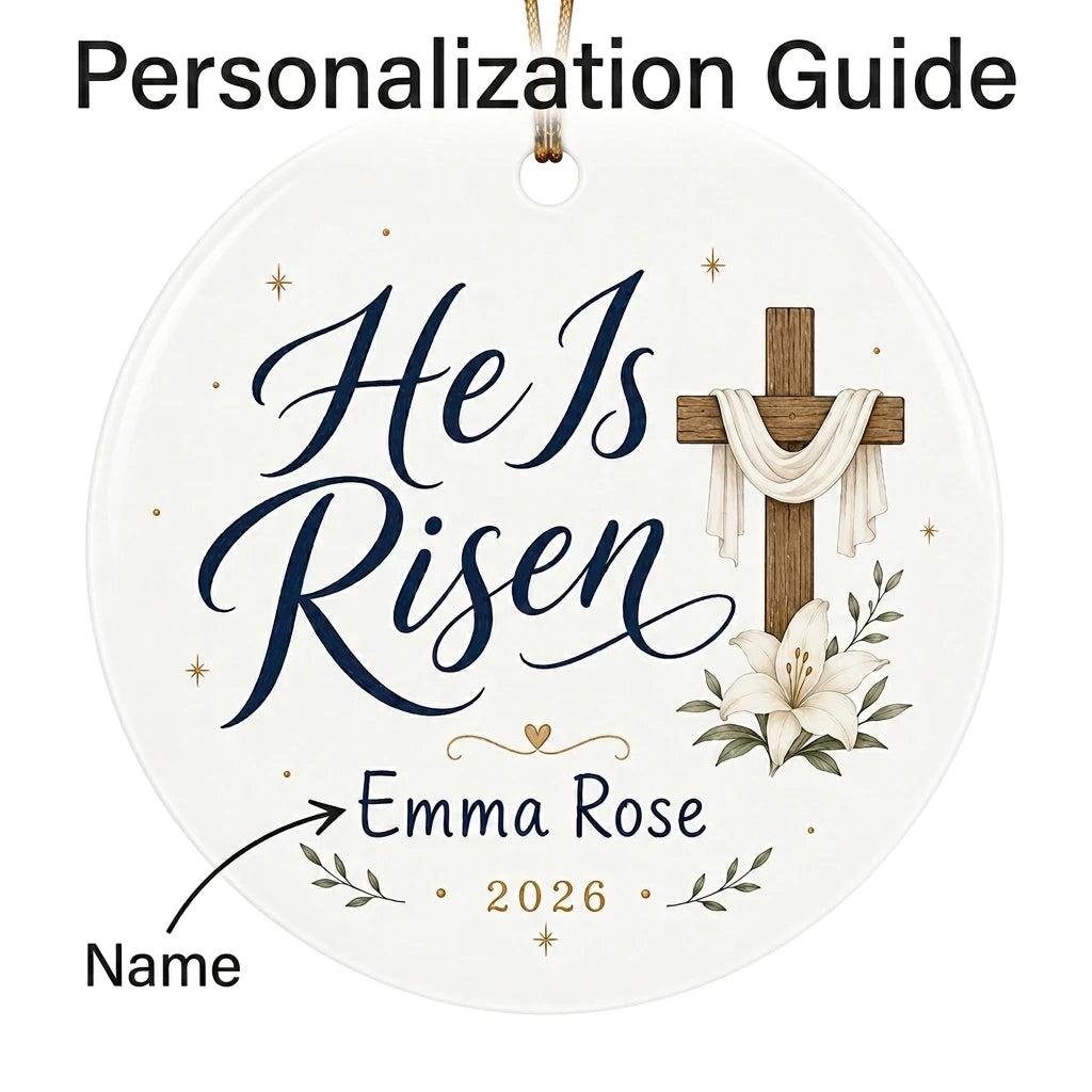Cross & Lilies Personalized Easter Ornament guide