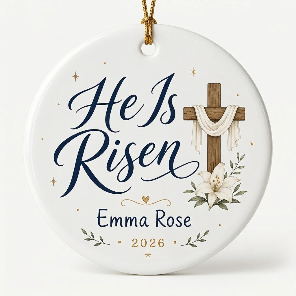 Cross & Lilies Personalized Easter Ornament hero