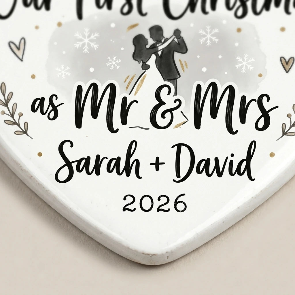 Dancing Couple Personalized First Married Christmas Ornament detail 2