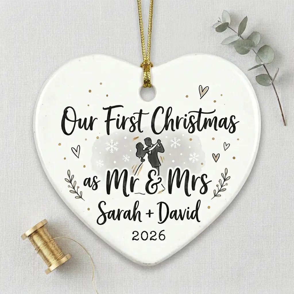 Dancing Couple Personalized First Married Christmas Ornament detail 3