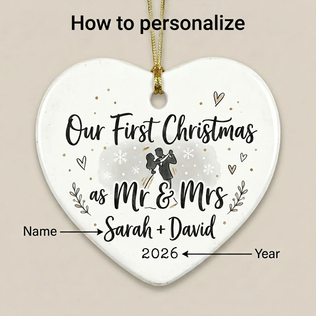 Dancing Couple Personalized First Married Christmas Ornament guide