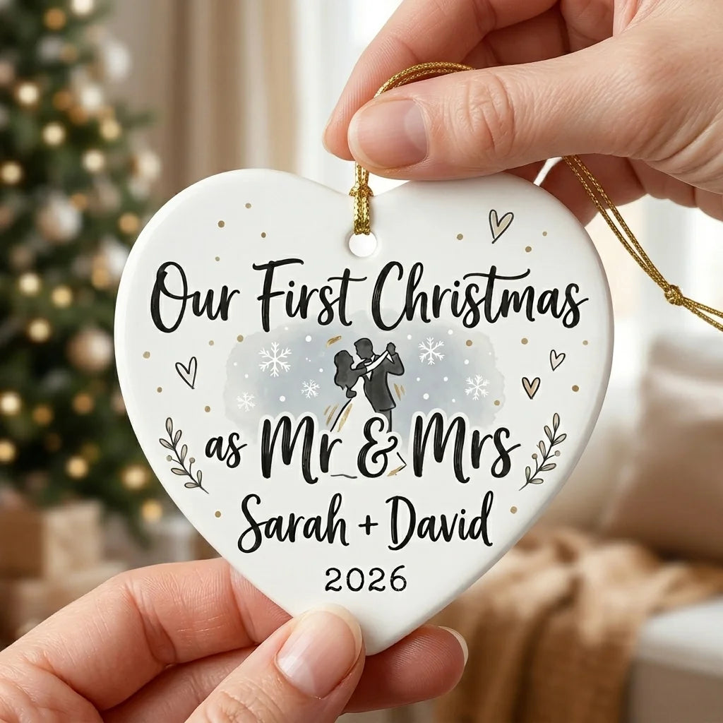Dancing Couple Personalized First Married Christmas Ornament hand