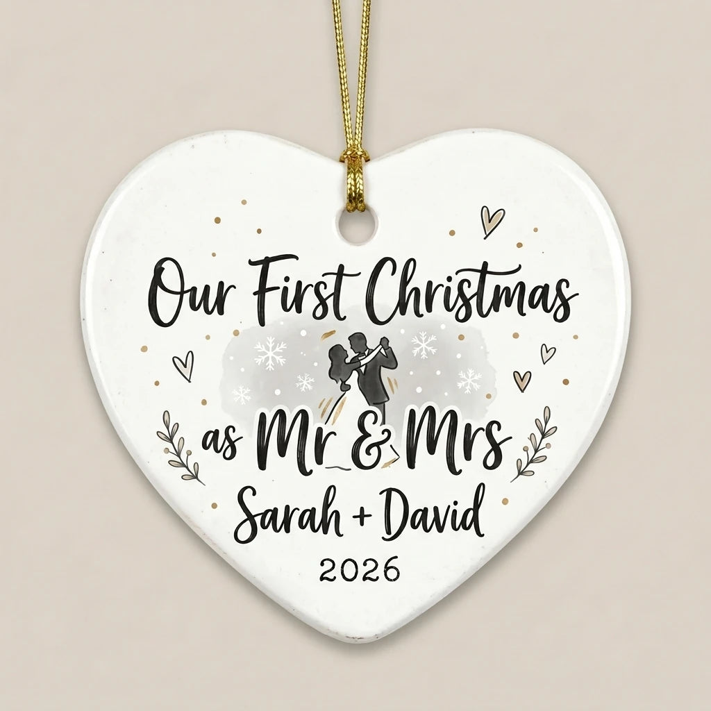 Dancing Couple Personalized First Married Christmas Ornament hero