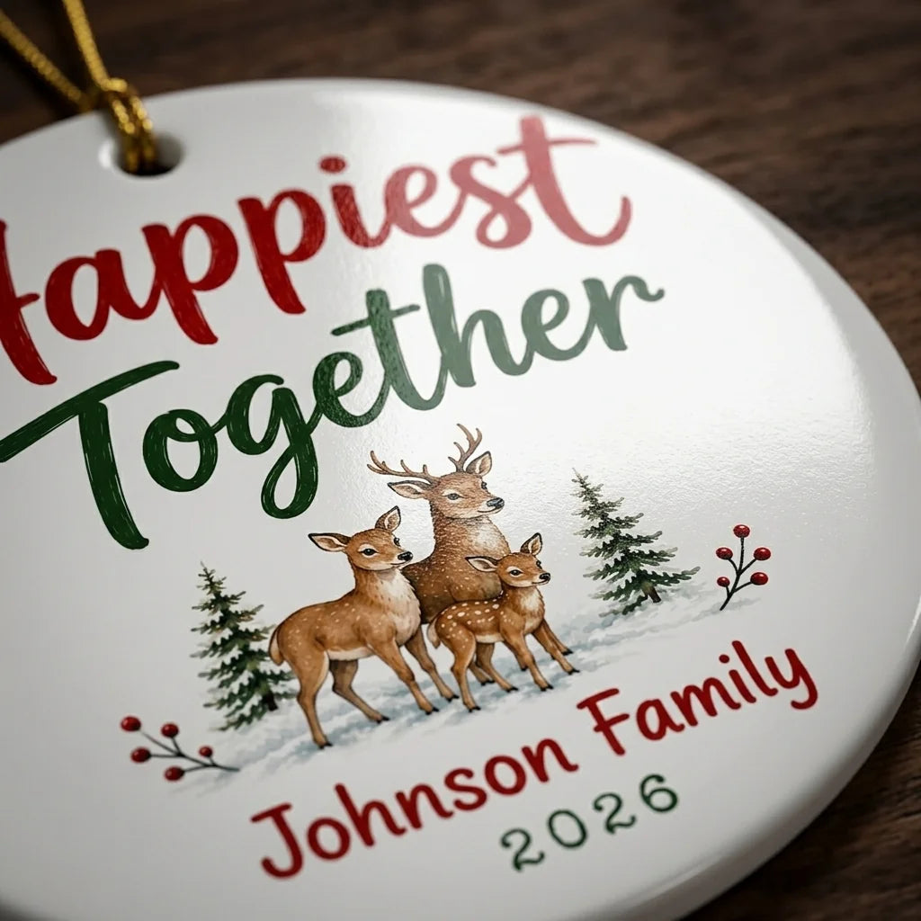 Deer Family Personalized Pet Christmas Ornament detail
