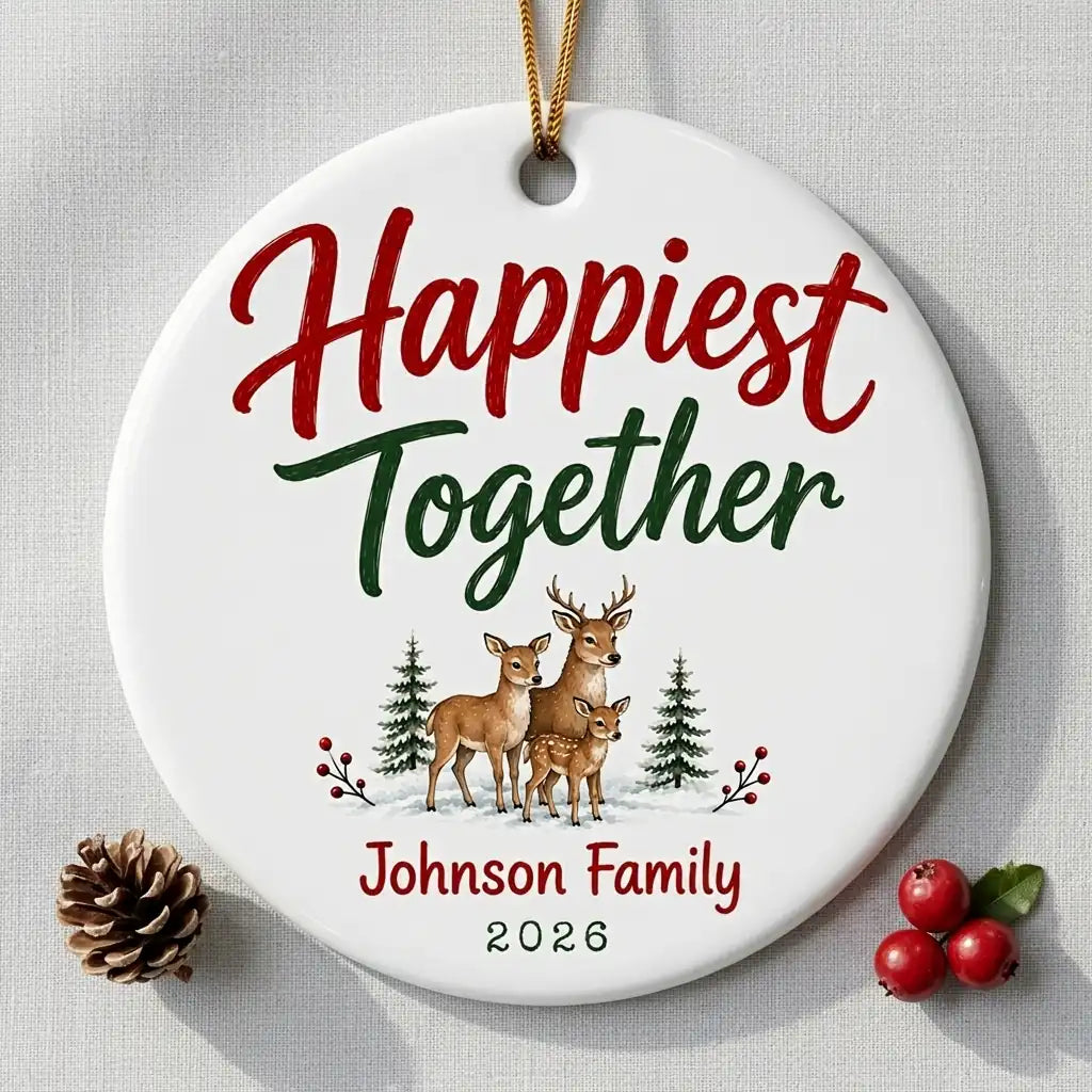 Deer Family Personalized Pet Christmas Ornament detail 2
